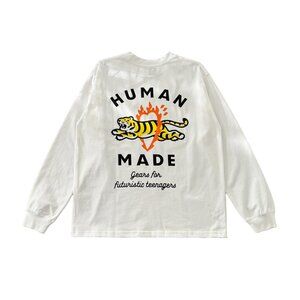 Animal print white long-sleeved T-shirt human made